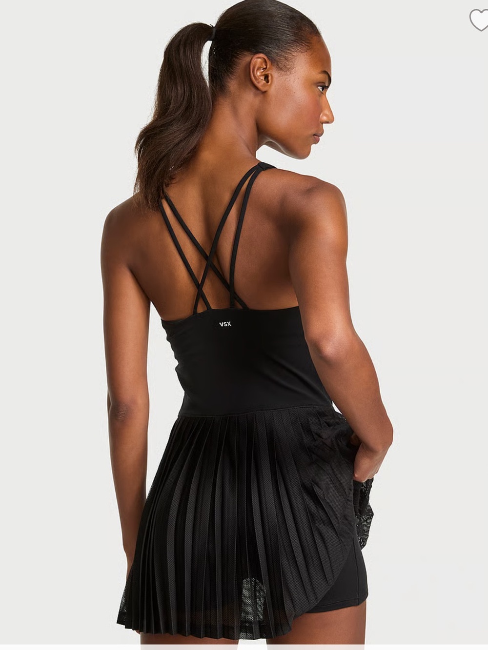 VSX Black Cross-Back Pleated Tennis Dress